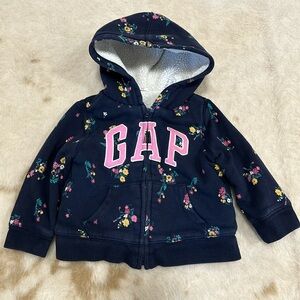 GAP‎ Baby Full Zip Floral Sherpa Lined Hoodie